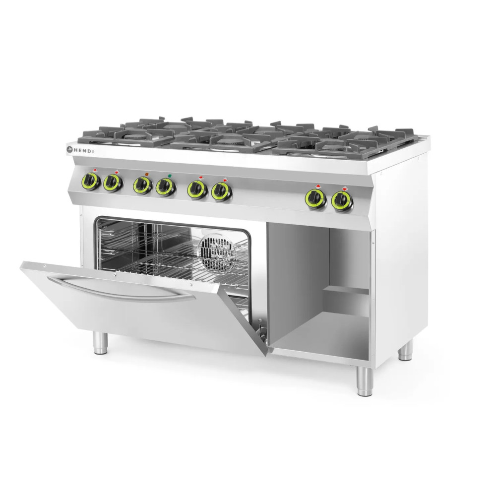 HENDI Fogão a gás Kitchen Line 6 queimadores e forno de convecção GN | Logifacas