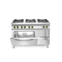 HENDI Fogão a gás Kitchen Line 6 queimadores e forno de convecção GN | Logifacas