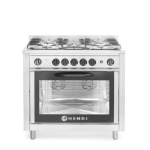 HENDI Fogão a gás - 5 queimadores com forno elétrico | Logifacas