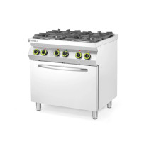 HENDI Fogão a gás de 4 bocas com forno de convecção GN 1/1 | Logifacas