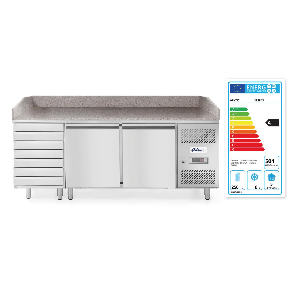 HENDI Bancada Refrigeração Pizza Granito 2 Portas,7 gavetas | Logifacas