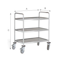 PUJADAS Carrinho de serviço 3 prateleiras Inox 900x500 mm | Logifacas.