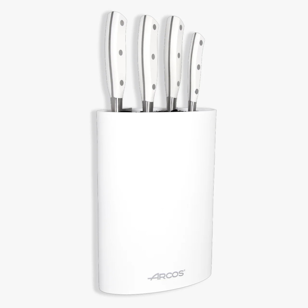 ARCOS Conjunto de 4 facas da série Riviera Blanc + bloco | Logifacas.